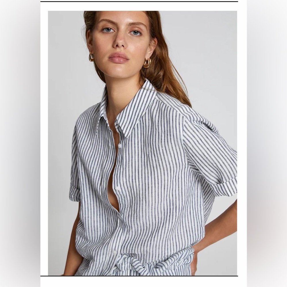 & Other Stories Linen Striped Shirt